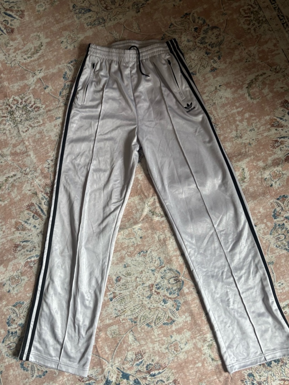 adidas Light Silver Jogger Pants with Black Trefoil Logo